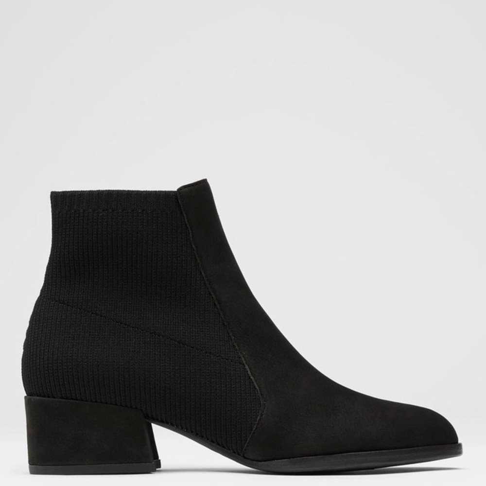 Eileen Fisher Bootie-black Aesop Tumbled Nubuck and Recycled Stretch Knit Bootie